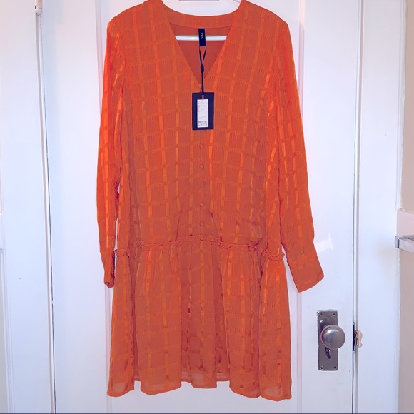 Boho Orange Cross Stripe Dress BNWT - Picture 1 of 6